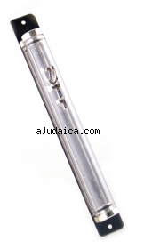 Glass Tube Brass Mezuzah by aJudaica