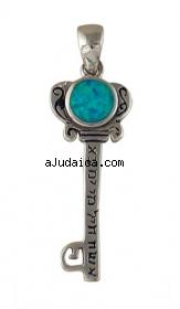 Silver and Opal Woman of Valor Key Pendant by aJudaica