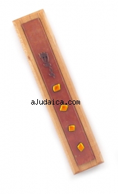 Light Wood Mezuzah with Glass Decorations by aJudaica