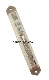 Silver Plated Enamel Mezuzah - Jerusalem Old City design by aJudaica