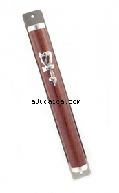 Mahogany Brass Mezuzah by aJudaica