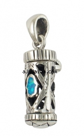 Silver and Opal Hamsa Mezuzah Pendant by aJudaica