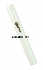 Round white Wood Mezuzah by aJudaica
