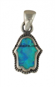 Silver and Opal Hamsa Pendant by aJudaica