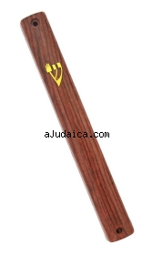 Dark Wood Color Plastic Mezuzah by aJudaica
