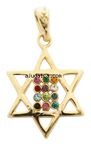 Gold Filled Twelve Tribes Star of David Pendant by aJudaica