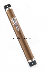 Dark Brown Brass Mezuzah by aJudaica