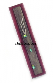 Wood Mezuzah with Glass Decorations by aJudaica