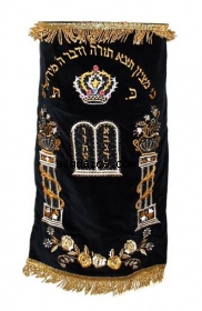Dark Blue Mantle with flower design by aJudaica