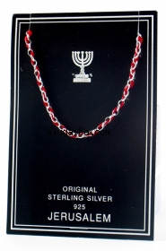 Red Thread and silver Bracelet - Chain Design by aJudaica