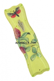 Floral design Wood Mezuzah by aJudaica