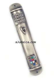12 Tribes Pewter Mezuzah by aJudaica