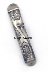 Jerusalem Pewter Mezuzah by aJudaica