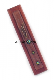 Wood Mezuzah with Glass Decorations by aJudaica