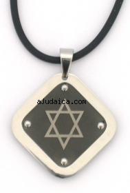 Black Diamond Shape Rubber Cord Star of David necklace by aJudaica