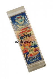 Colorful Jerusalem of Gold Car Mezuzah by aJudaica