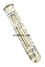 Silver Plated Jerusalem Wall Mezuzah by aJudaica