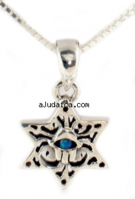 Silver and Opal Star of David Hamsa Necklace by aJudaica
