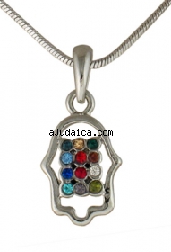 Hamsa Breastplate Rhodium Necklace by aJudaica