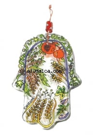 Seven Species Glass Hamsa by aJudaica