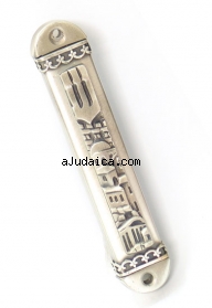 Jerusalem Pewter Mezuzah by aJudaica
