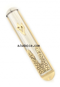Gold and Silver Jerusalem Wall Mezuzah by aJudaica