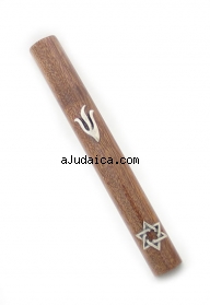 Mahogany Magen David Mezuzah by aJudaica