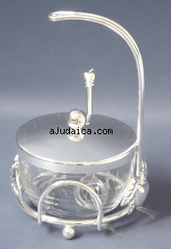 Silver plate & Glass Honey Dish by aJudaica