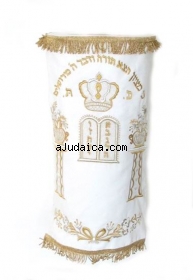 White Torah Mantle by aJudaica