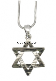 Rhodium Star of David Pendant Necklace by aJudaica