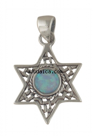 Silver and Opal Filigree Star of David Pendant by aJudaica