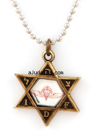 Israeli Army Star of David Bronze Pendant - Paratroopers by aJudaica