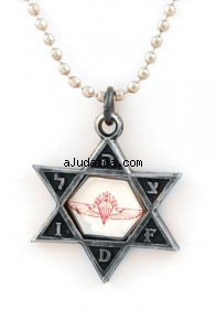 IDF Metal Pendant with Reflective Center - Paratroopers by aJudaica