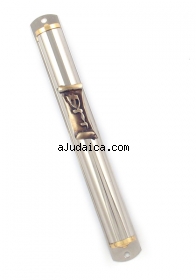 Shiny Pewter Mezuzah by aJudaica