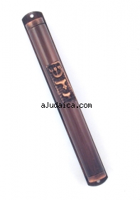 Pewter Mezuzah with Kotel Background by aJudaica