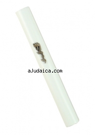 Round white Wood Mezuzah Case by aJudaica
