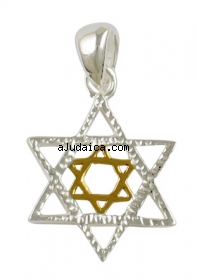 Silver Star of David Two-tone Pendant by aJudaica