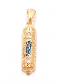 Gold Filled Oriental style Mezuzah Pendant with zircon by aJudaica