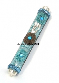 Oriental Mezuzah - Cyan by aJudaica