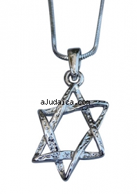 Classic Textured Star of David Rhodium Necklace by aJudaica