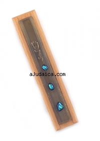 Wood Mezuzah with Glass Decorations by aJudaica