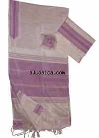 Gabrieli Silk Tallit Set  - White and Fuchsia by aJudaica