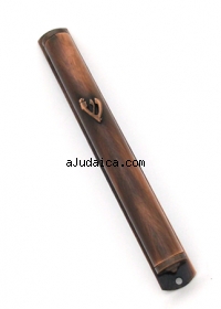 Red Pewter Mezuzah by aJudaica