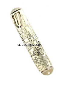 Silver Plated Jerusalem Mezuzah by aJudaica