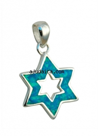 Silver and Opal Star of David Pendant by aJudaica