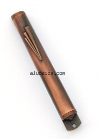 Red Pewter Mezuzah by aJudaica