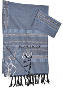Gabrieli Cotton Tallit - Powder Blue with Silver by aJudaica