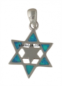 Silver and Opal double Star of David Pendant by aJudaica