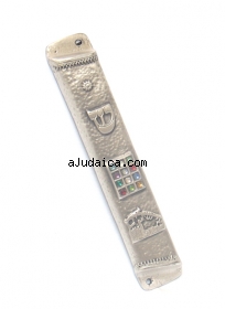 12 Tribe BreastPlate Pewter Mezuzah by aJudaica