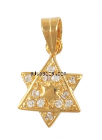 Gold Filled Cubic Zirconium 2-Star of David Pendant by aJudaica